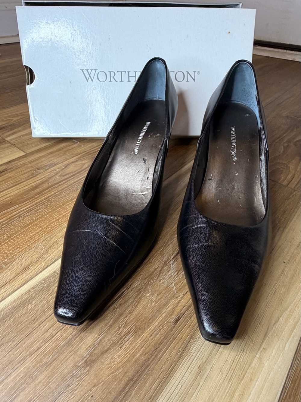 Vintage Y2K Worthington Black Pointed Toe Pumps Kitten Heels